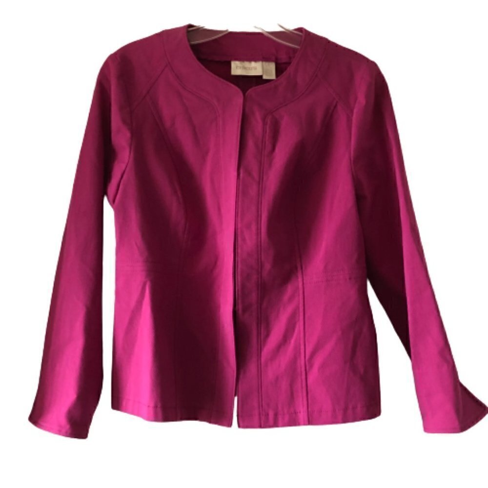 Chico’s fuscia pink casual work jacket size 4P / OP #4452-1